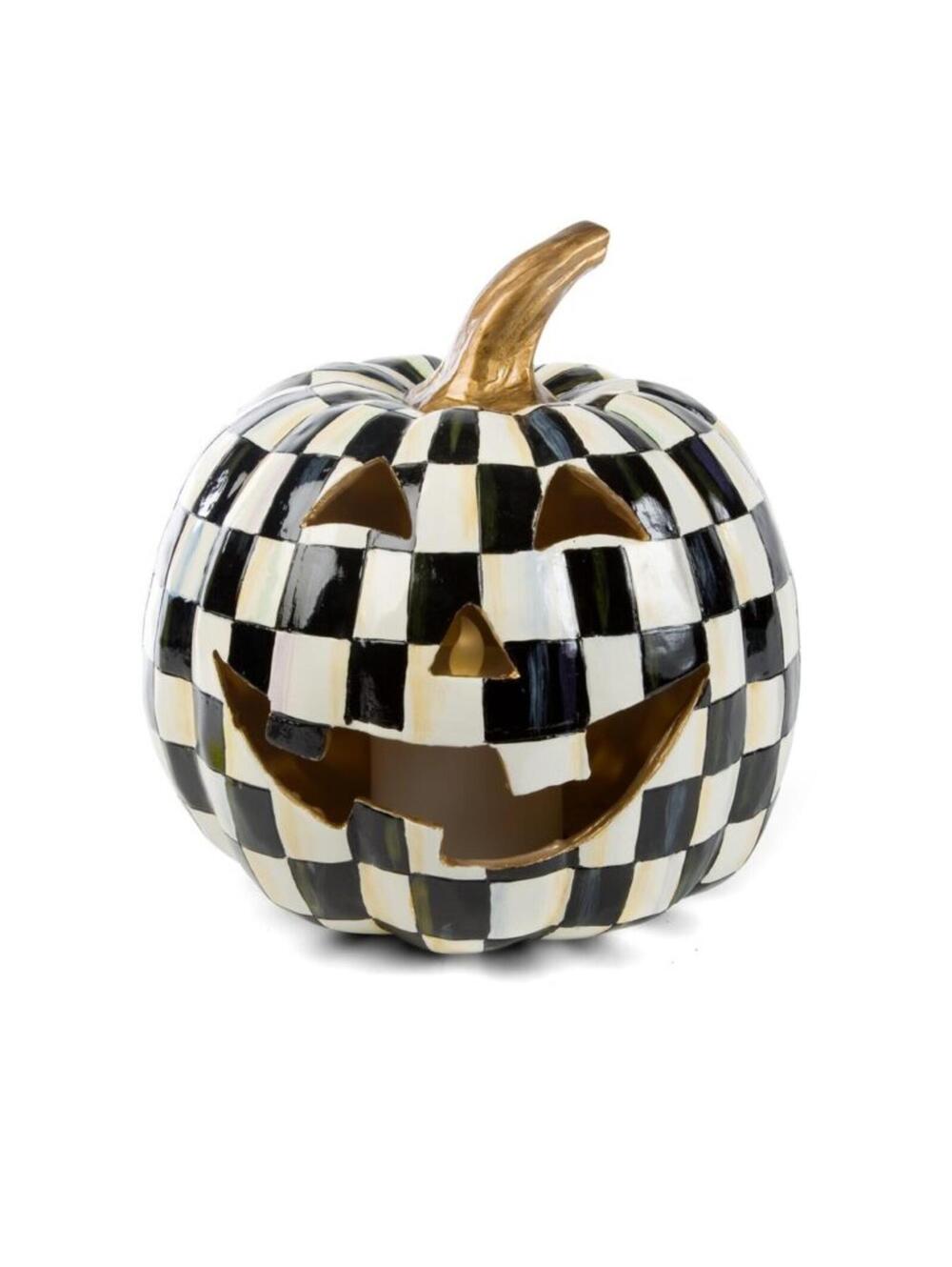 NWT - MacKenzie-Childs Courtly Check Illuminated Jack O' Lantern